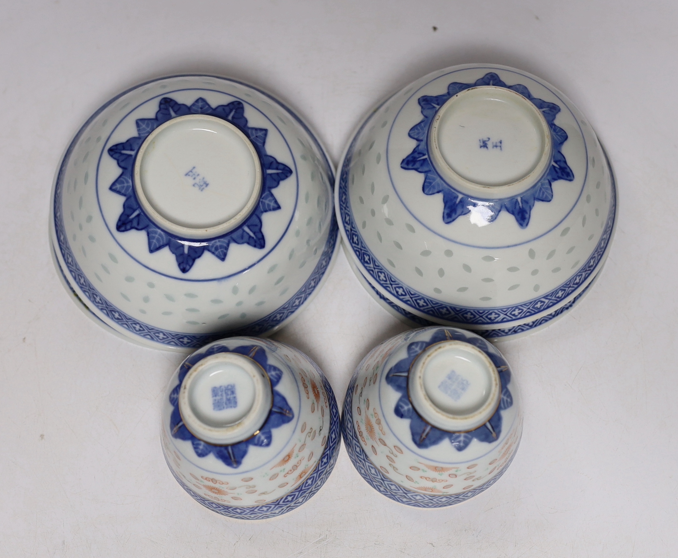 A group of Chinese blue and white porcelain, dishes 24cm wide